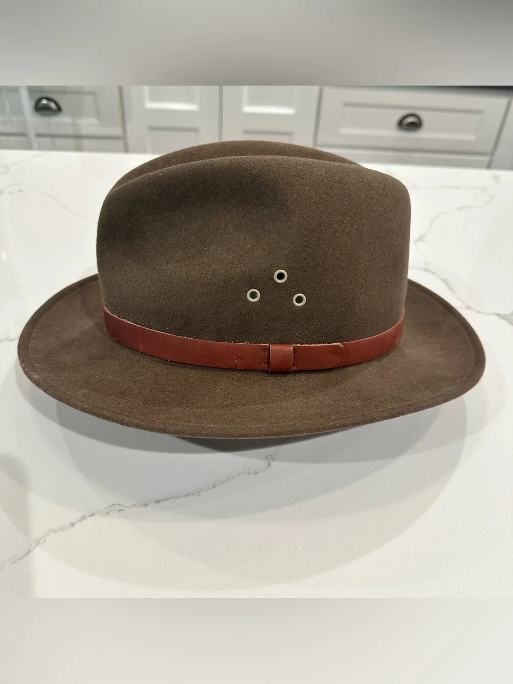 Country Gentleman Dickens Brown Wool Felt Fedora Hat Water Repellent Mens Size L